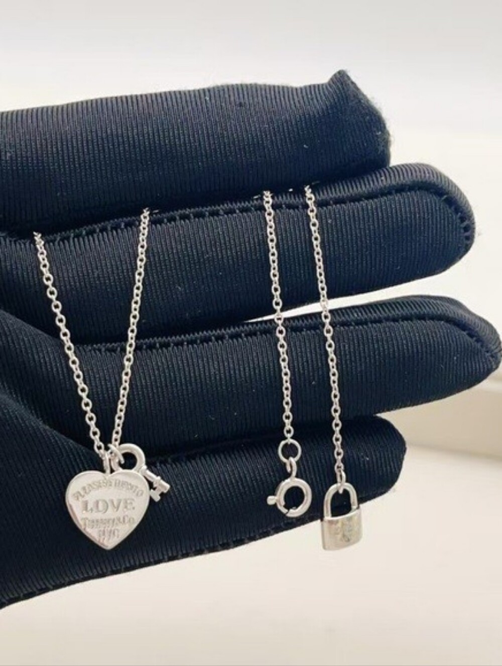 Tiffany And Co. Silver Key Heart Necklace And Bracelet Set
